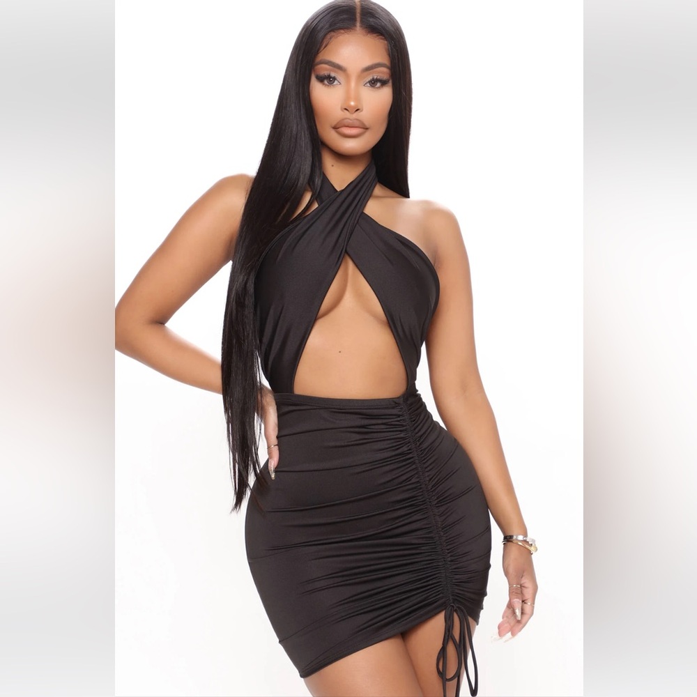 New! Black ruched dress